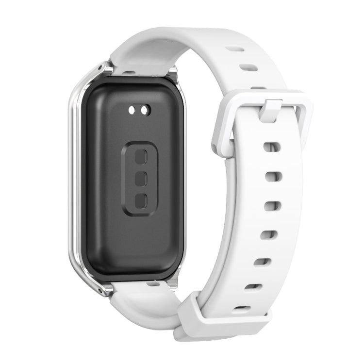 Mijobs Metal Shell Silicone Watch Band, For Xiaomi Smart Band 8 Active / Redmi Band 2