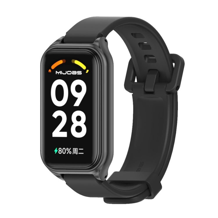 Mijobs Metal Shell Silicone Watch Band, For Xiaomi Smart Band 8 Active / Redmi Band 2