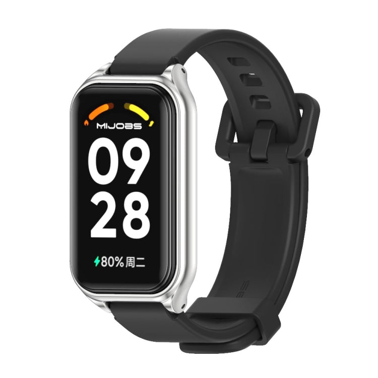 Mijobs Metal Shell Silicone Watch Band, For Xiaomi Smart Band 8 Active / Redmi Band 2