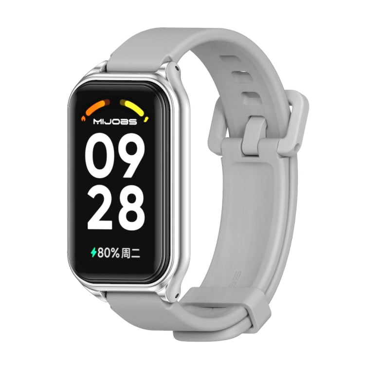 Mijobs Metal Shell Silicone Watch Band, For Xiaomi Smart Band 8 Active / Redmi Band 2