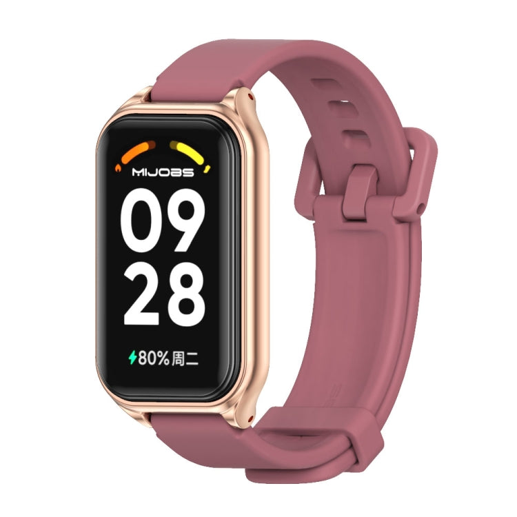 Mijobs Metal Shell Silicone Watch Band, For Xiaomi Smart Band 8 Active / Redmi Band 2