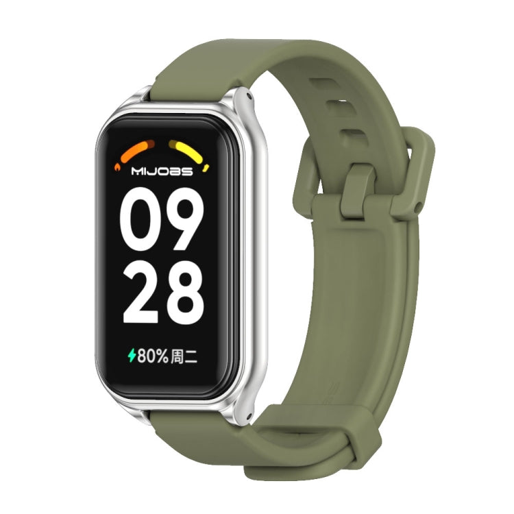 Mijobs Metal Shell Silicone Watch Band, For Xiaomi Smart Band 8 Active / Redmi Band 2