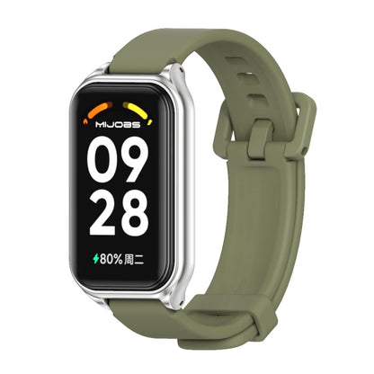 Mijobs Metal Shell Silicone Watch Band, For Xiaomi Smart Band 8 Active / Redmi Band 2