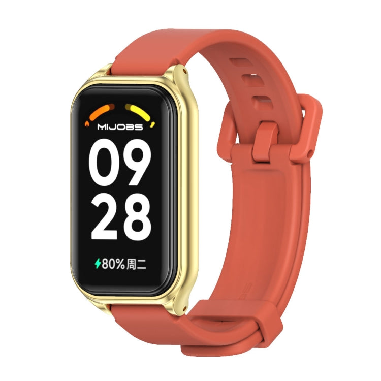 Mijobs Metal Shell Silicone Watch Band, For Xiaomi Smart Band 8 Active / Redmi Band 2
