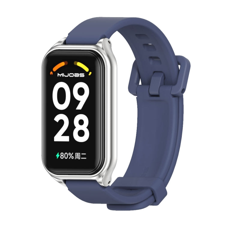Mijobs Metal Shell Silicone Watch Band, For Xiaomi Smart Band 8 Active / Redmi Band 2