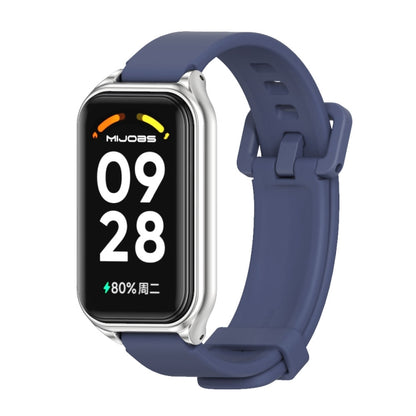 Mijobs Metal Shell Silicone Watch Band, For Xiaomi Smart Band 8 Active / Redmi Band 2