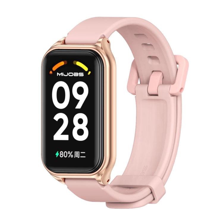 Mijobs Metal Shell Silicone Watch Band, For Xiaomi Smart Band 8 Active / Redmi Band 2