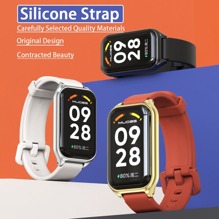 Mijobs Metal Shell Silicone Watch Band, For Xiaomi Smart Band 8 Active / Redmi Band 2