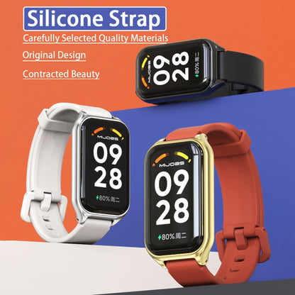 Mijobs Metal Shell Silicone Watch Band, For Xiaomi Smart Band 8 Active / Redmi Band 2