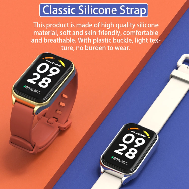 Mijobs Metal Shell Silicone Watch Band, For Xiaomi Smart Band 8 Active / Redmi Band 2