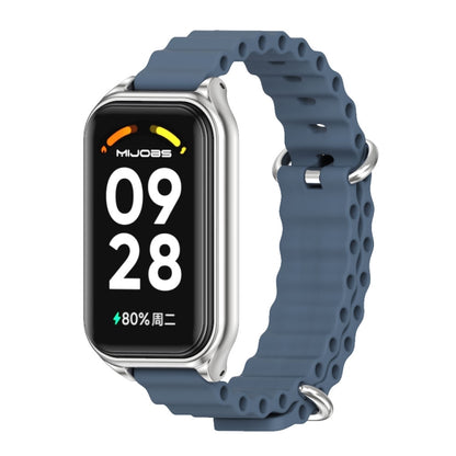 Mijobs Metal Shell Ocean Silicone Watch Band, For Xiaomi Smart Band 8 Active / Redmi Band 2