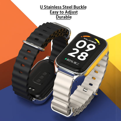 Mijobs Metal Shell Ocean Silicone Watch Band, For Xiaomi Smart Band 8 Active / Redmi Band 2