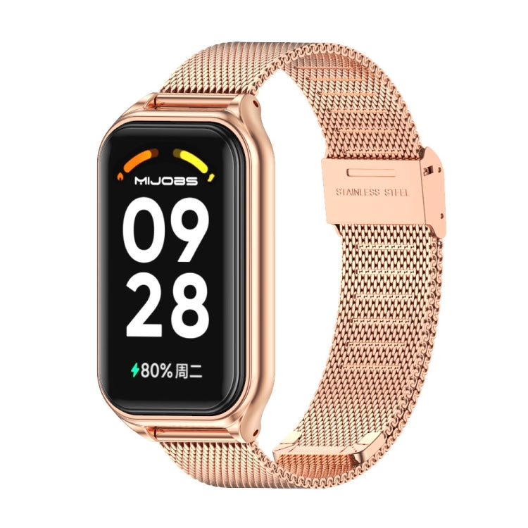 Mijobs Metal Shell + Milan Buckle Metal Watch Band, For Xiaomi Smart Band 8 Active / Redmi Band 2