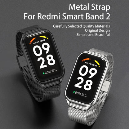 Mijobs Metal Shell + Milan Buckle Metal Watch Band, For Xiaomi Smart Band 8 Active / Redmi Band 2