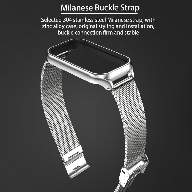 Mijobs Metal Shell + Milan Buckle Metal Watch Band, For Xiaomi Smart Band 8 Active / Redmi Band 2