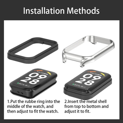 Mijobs Metal Shell + Milan Buckle Metal Watch Band, For Xiaomi Smart Band 8 Active / Redmi Band 2