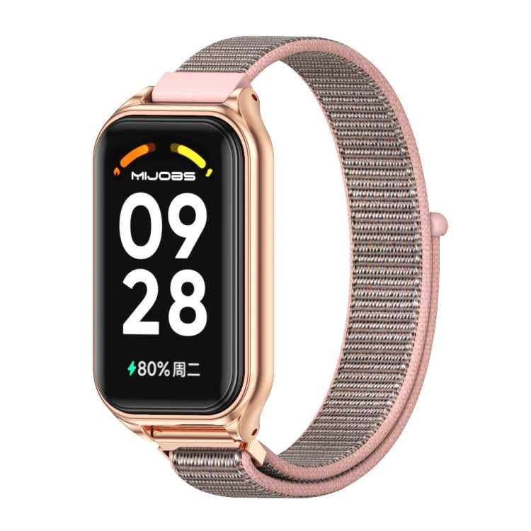 Mijobs Metal Shell Breathable Nylon Loop Watch Band, For Xiaomi Smart Band 8 Active / Redmi Band 2