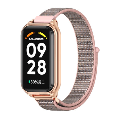 Mijobs Metal Shell Breathable Nylon Loop Watch Band, For Xiaomi Smart Band 8 Active / Redmi Band 2