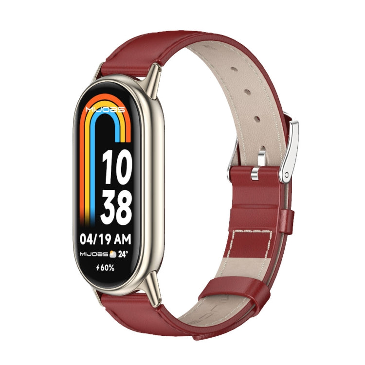 Mijobs Genuine Leather Watch Band, For Xiaomi Smart Band 10 / 9 / 8