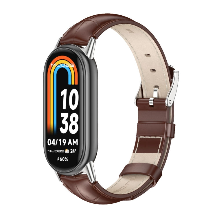 Mijobs Genuine Leather Watch Band, For Xiaomi Smart Band 10 / 9 / 8