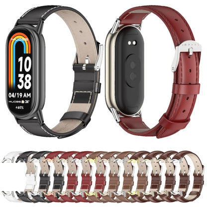Mijobs Genuine Leather Watch Band, For Xiaomi Smart Band 10 / 9 / 8