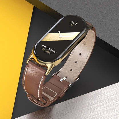 Mijobs Genuine Leather Watch Band, For Xiaomi Smart Band 10 / 9 / 8