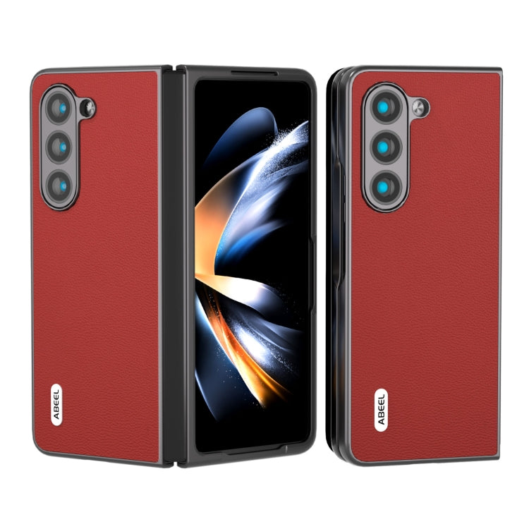 ABEEL Genuine Leather Luolai Series Phone Case, For Samsung Galaxy Z Flip6 / Flip7 FE, For Samsung Galaxy Z Fold6, For Samsung Galaxy Z Fold5, For Samsung Galaxy Z Flip5
