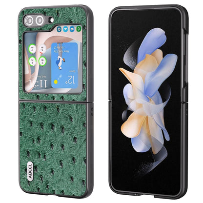 ABEEL Genuine Leather Ostrich Texture Phone Case, For Samsung Galaxy Z Flip6 / Flip7 FE, For Samsung Galaxy Z Fold6, For Samsung Galaxy Z Fold5, For Samsung Galaxy Z Flip5