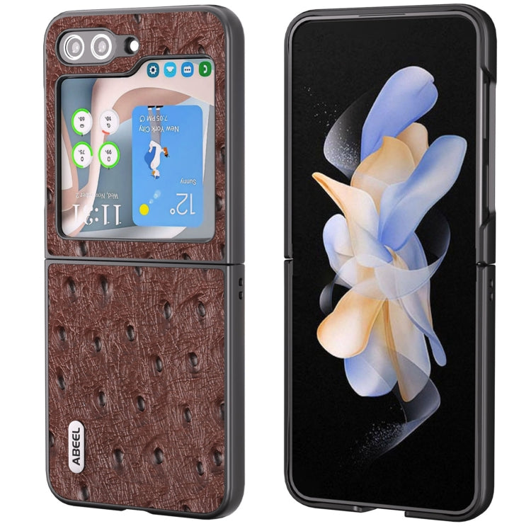 ABEEL Genuine Leather Ostrich Texture Phone Case, For Samsung Galaxy Z Flip6 / Flip7 FE, For Samsung Galaxy Z Fold6, For Samsung Galaxy Z Fold5, For Samsung Galaxy Z Flip5
