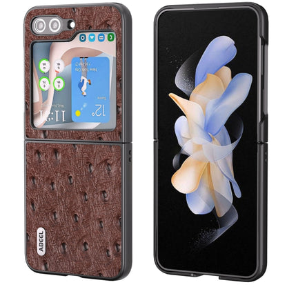 ABEEL Genuine Leather Ostrich Texture Phone Case, For Samsung Galaxy Z Flip6 / Flip7 FE, For Samsung Galaxy Z Fold6, For Samsung Galaxy Z Fold5, For Samsung Galaxy Z Flip5