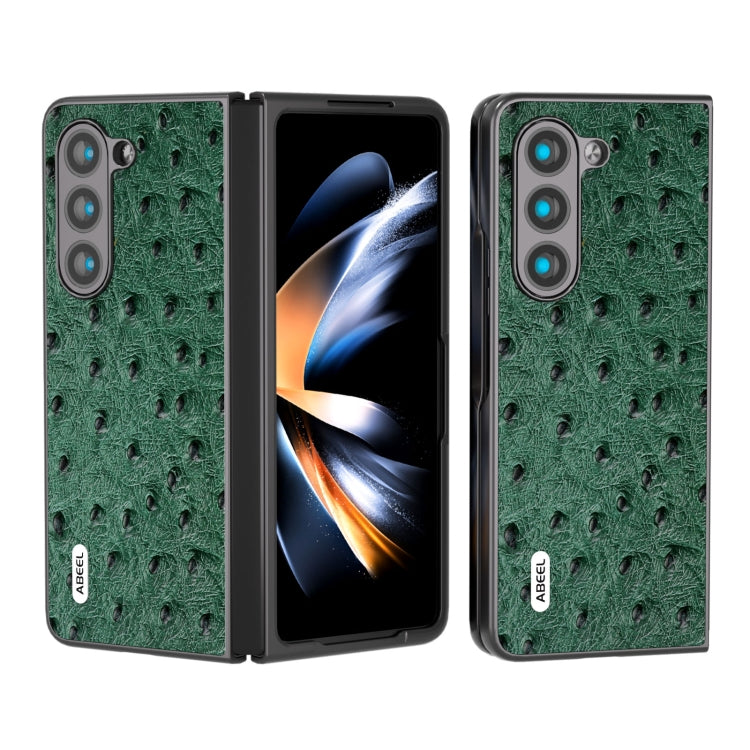 ABEEL Genuine Leather Ostrich Texture Phone Case, For Samsung Galaxy Z Flip6 / Flip7 FE, For Samsung Galaxy Z Fold6, For Samsung Galaxy Z Fold5, For Samsung Galaxy Z Flip5