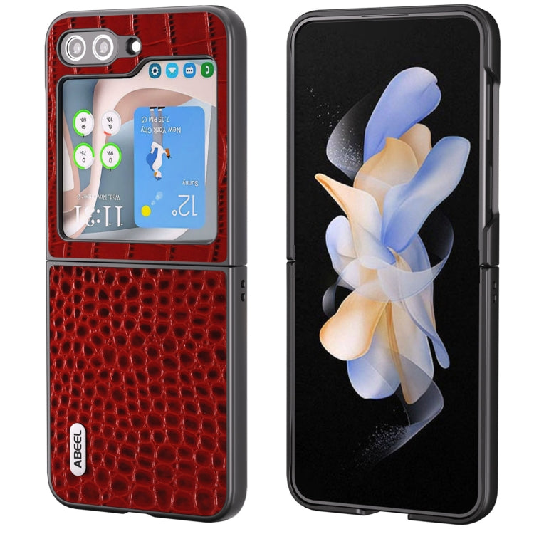 ABEEL Genuine Leather Crocodile Pattern Black Edge Phone Case, For Samsung Galaxy Z Flip6 / Flip7 FE, For Samsung Galaxy Z Fold6, For Samsung Galaxy Z Fold5, For Samsung Galaxy Z Flip5