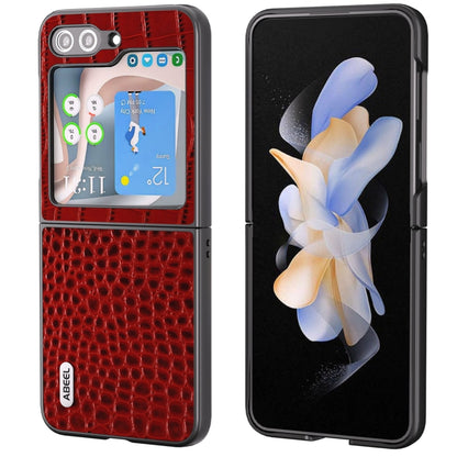 ABEEL Genuine Leather Crocodile Pattern Black Edge Phone Case, For Samsung Galaxy Z Flip6 / Flip7 FE, For Samsung Galaxy Z Fold6, For Samsung Galaxy Z Fold5, For Samsung Galaxy Z Flip5