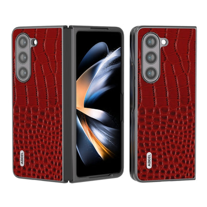 ABEEL Genuine Leather Crocodile Pattern Black Edge Phone Case, For Samsung Galaxy Z Flip6 / Flip7 FE, For Samsung Galaxy Z Fold6, For Samsung Galaxy Z Fold5, For Samsung Galaxy Z Flip5