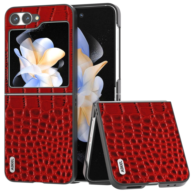 ABEEL Genuine Leather Crocodile Pattern Black Edge Phone Case, For Samsung Galaxy Z Flip6 / Flip7 FE, For Samsung Galaxy Z Fold6, For Samsung Galaxy Z Fold5, For Samsung Galaxy Z Flip5