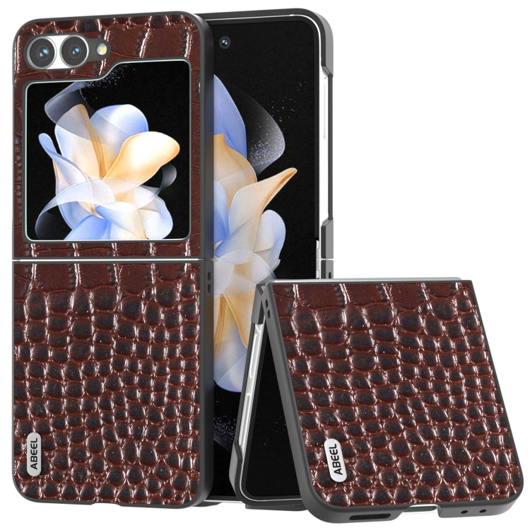 ABEEL Genuine Leather Crocodile Pattern Black Edge Phone Case, For Samsung Galaxy Z Flip6 / Flip7 FE, For Samsung Galaxy Z Fold6, For Samsung Galaxy Z Fold5, For Samsung Galaxy Z Flip5