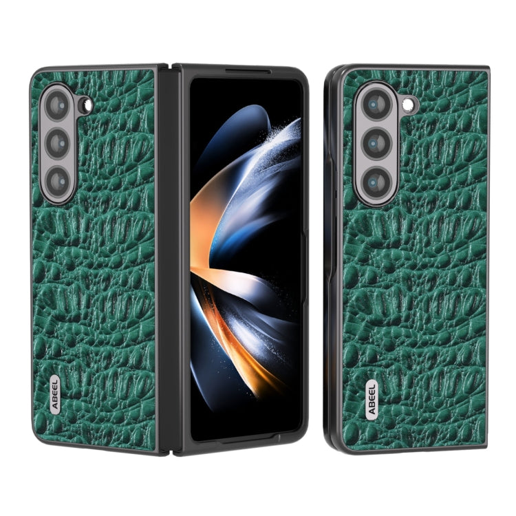 ABEEL Genuine Leather Sky Series Black Edge Phone Case, For Samsung Galaxy Z Flip5, For Samsung Galaxy Z Fold5