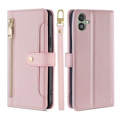 Sheep Texture Cross-body Zipper Wallet Leather Phone Case, For Samsung Galaxy M34 5G / F34 5G, For Samsung Galaxy S23 FE 5G, For Samsung Galaxy M54 5G, For Samsung Galaxy F14 5G, For Samsung Galaxy A34 5G, For Samsung Galaxy A54 5G                     ...