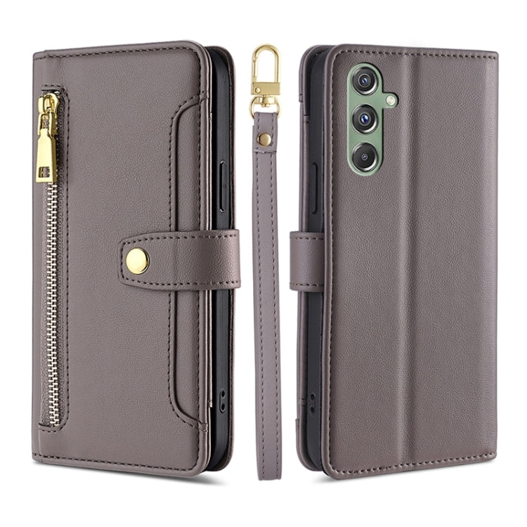 Sheep Texture Cross-body Zipper Wallet Leather Phone Case, For Samsung Galaxy M34 5G / F34 5G, For Samsung Galaxy S23 FE 5G, For Samsung Galaxy M54 5G, For Samsung Galaxy F14 5G, For Samsung Galaxy A34 5G, For Samsung Galaxy A54 5G                     ...