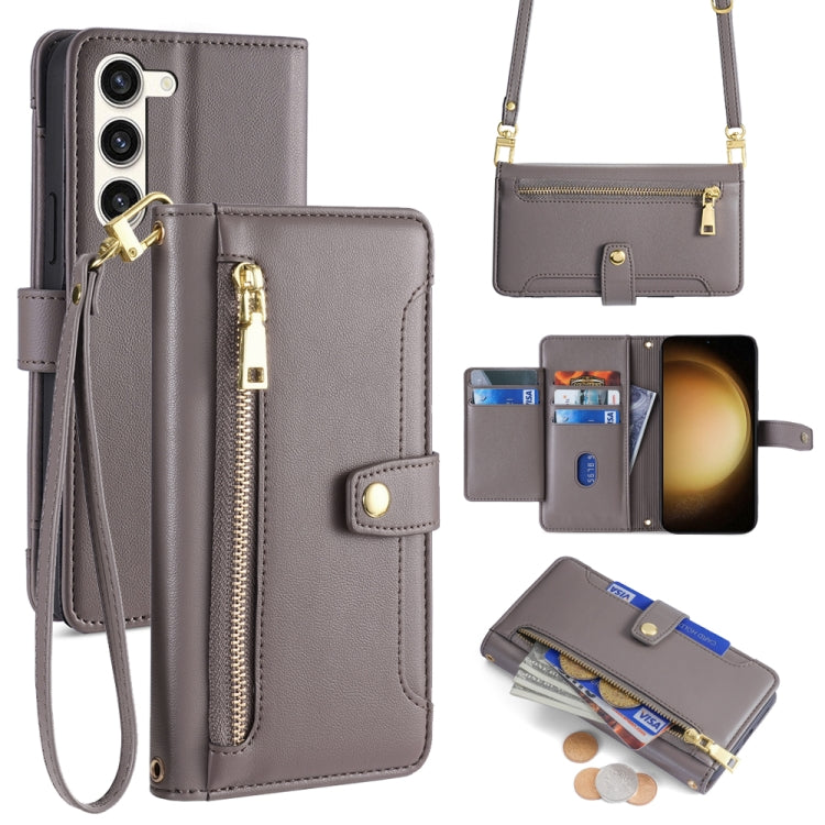 Sheep Texture Cross-body Zipper Wallet Leather Phone Case, For Samsung Galaxy M34 5G / F34 5G, For Samsung Galaxy S23 FE 5G, For Samsung Galaxy M54 5G, For Samsung Galaxy F14 5G, For Samsung Galaxy A34 5G, For Samsung Galaxy A54 5G                     ...