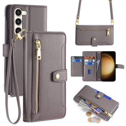 Sheep Texture Cross-body Zipper Wallet Leather Phone Case, For Samsung Galaxy M34 5G / F34 5G, For Samsung Galaxy S23 FE 5G, For Samsung Galaxy M54 5G, For Samsung Galaxy F14 5G, For Samsung Galaxy A34 5G, For Samsung Galaxy A54 5G                     ...