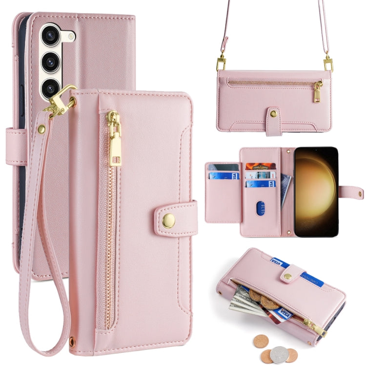 Sheep Texture Cross-body Zipper Wallet Leather Phone Case, For Samsung Galaxy M34 5G / F34 5G, For Samsung Galaxy S23 FE 5G, For Samsung Galaxy M54 5G, For Samsung Galaxy F14 5G, For Samsung Galaxy A34 5G, For Samsung Galaxy A54 5G                     ...