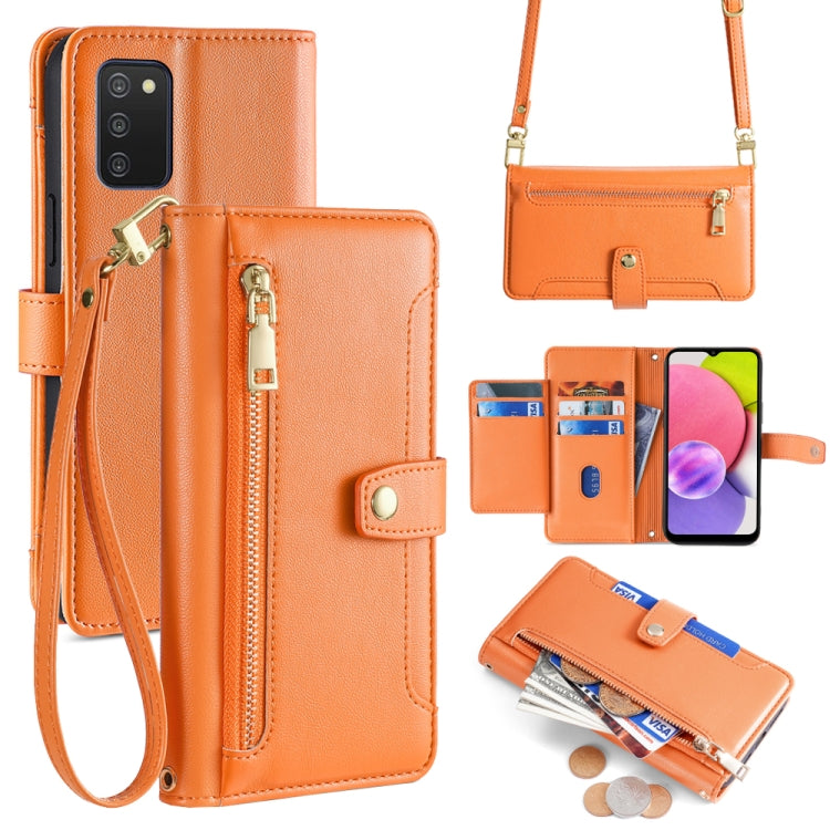 Sheep Texture Cross-body Zipper Wallet Leather Phone Case, For Samsung Galaxy A13 4G, For Samsung Galaxy M52 5G, For Samsung Galaxy S22+ 5G, For Samsung Galaxy S22 5G, For Samsung Galaxy A13 5G, For Samsung Galaxy A52 5G / 4G / A52s 5G                 ...