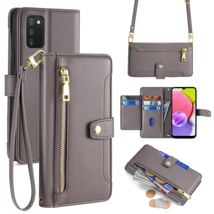 Sheep Texture Cross-body Zipper Wallet Leather Phone Case, For Samsung Galaxy A13 4G, For Samsung Galaxy M52 5G, For Samsung Galaxy S22+ 5G, For Samsung Galaxy S22 5G, For Samsung Galaxy A13 5G, For Samsung Galaxy A52 5G / 4G / A52s 5G                 ...