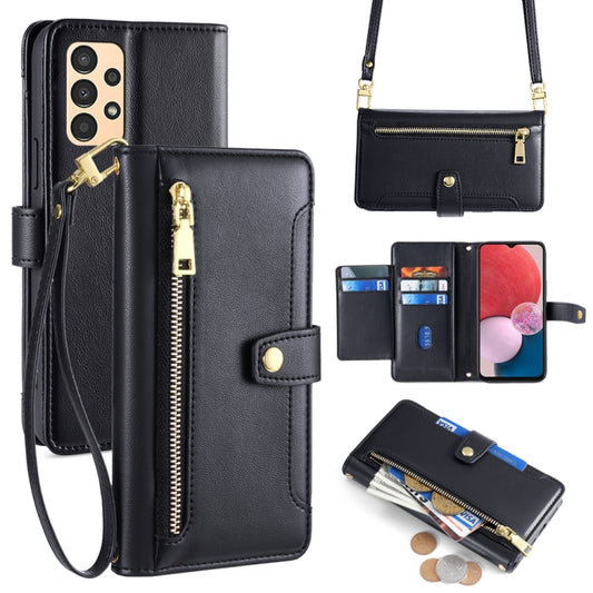 Sheep Texture Cross-body Zipper Wallet Leather Phone Case, For Samsung Galaxy A13 4G, For Samsung Galaxy M52 5G, For Samsung Galaxy S22+ 5G, For Samsung Galaxy S22 5G, For Samsung Galaxy A13 5G, For Samsung Galaxy A52 5G / 4G / A52s 5G
