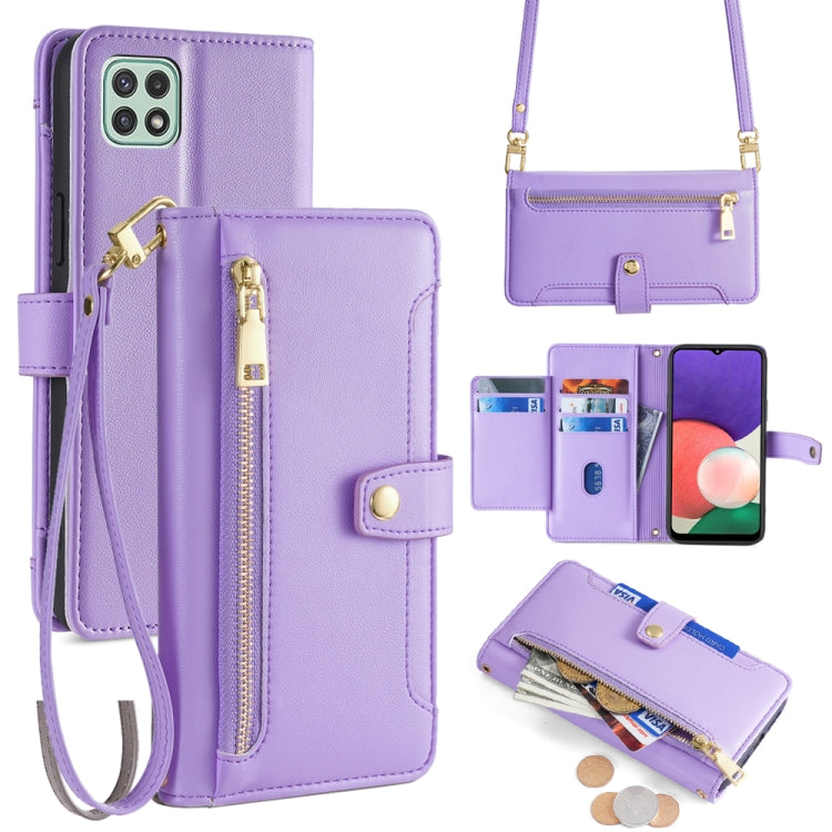 Sheep Texture Cross-body Zipper Wallet Leather Phone Case, For Samsung Galaxy A22 5G, For Samsung Galaxy S21 FE 5G, For Samsung Galaxy S21 5G, For Samsung Galaxy A32 4G, For Samsung Galaxy S21+ 5G, For Samsung Galaxy S21 Ultra 5G, For Samsung Galaxy A1...