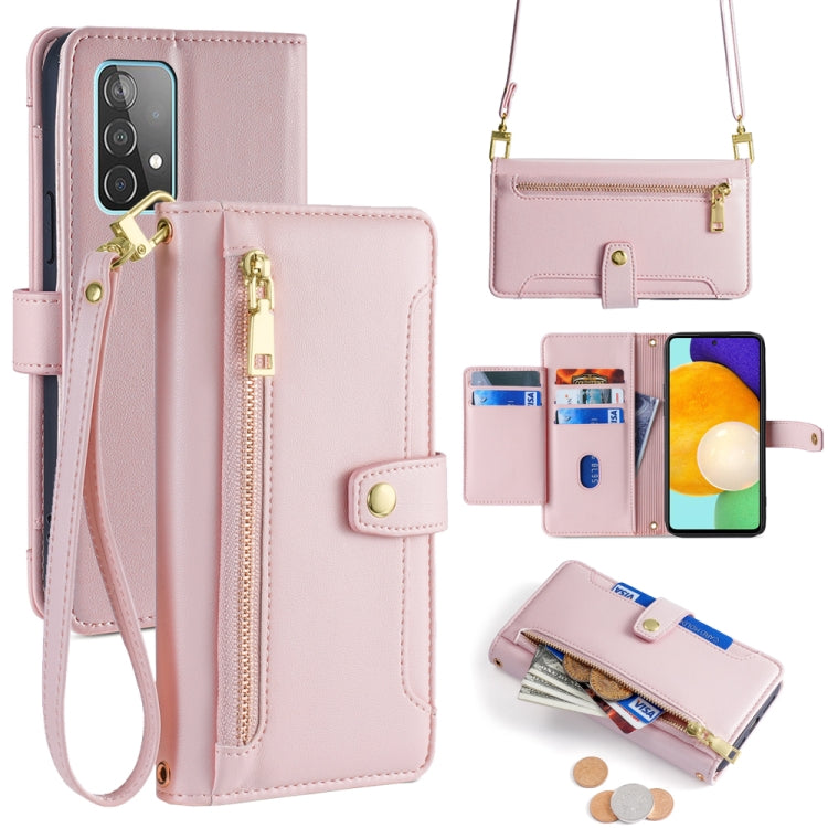 Sheep Texture Cross-body Zipper Wallet Leather Phone Case, For Samsung Galaxy A13 4G, For Samsung Galaxy M52 5G, For Samsung Galaxy S22+ 5G, For Samsung Galaxy S22 5G, For Samsung Galaxy A13 5G, For Samsung Galaxy A52 5G / 4G / A52s 5G                 ...