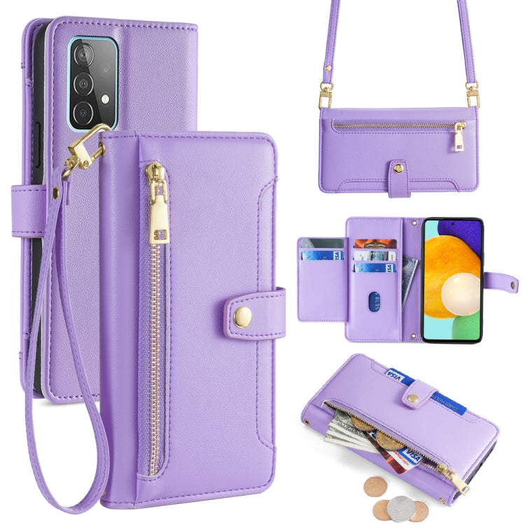 Sheep Texture Cross-body Zipper Wallet Leather Phone Case, For Samsung Galaxy A13 4G, For Samsung Galaxy M52 5G, For Samsung Galaxy S22+ 5G, For Samsung Galaxy S22 5G, For Samsung Galaxy A13 5G, For Samsung Galaxy A52 5G / 4G / A52s 5G                 ...