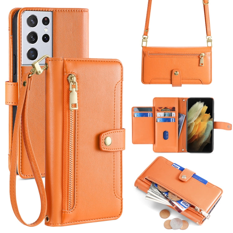 Sheep Texture Cross-body Zipper Wallet Leather Phone Case, For Samsung Galaxy A22 5G, For Samsung Galaxy S21 FE 5G, For Samsung Galaxy S21 5G, For Samsung Galaxy A32 4G, For Samsung Galaxy S21+ 5G, For Samsung Galaxy S21 Ultra 5G, For Samsung Galaxy A1...