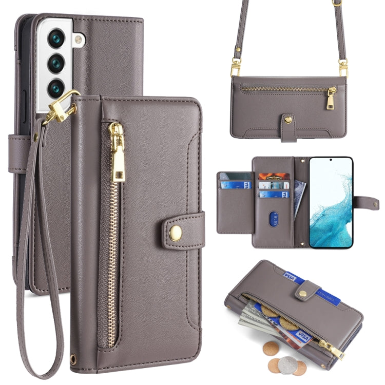 Sheep Texture Cross-body Zipper Wallet Leather Phone Case, For Samsung Galaxy A13 4G, For Samsung Galaxy M52 5G, For Samsung Galaxy S22+ 5G, For Samsung Galaxy S22 5G, For Samsung Galaxy A13 5G, For Samsung Galaxy A52 5G / 4G / A52s 5G                 ...